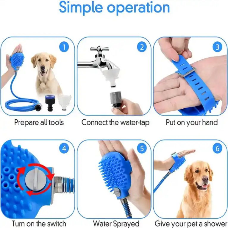 Hundedusche - Massagebürste für Haustiere, die einfache Pflege und Massage für deinen Hund, Wasserspielzeug