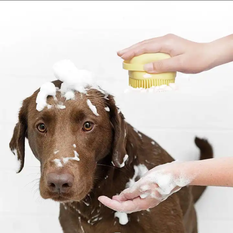 Hundemassagebürste - Hundeschwamm, Integrierter Behälter für Shampoo